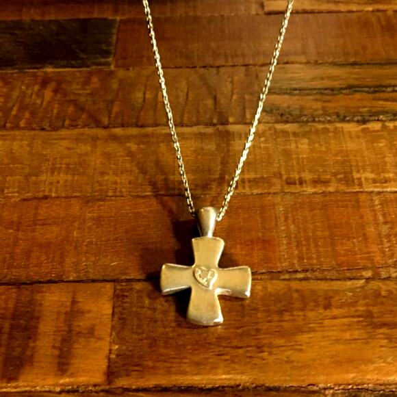 Vintage Carolee Sterling Silver Cross Necklace, signed, solid - Picture 7 of 8
